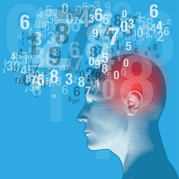 istock Blue graphic of a human head and a cloud of numbers 472380191