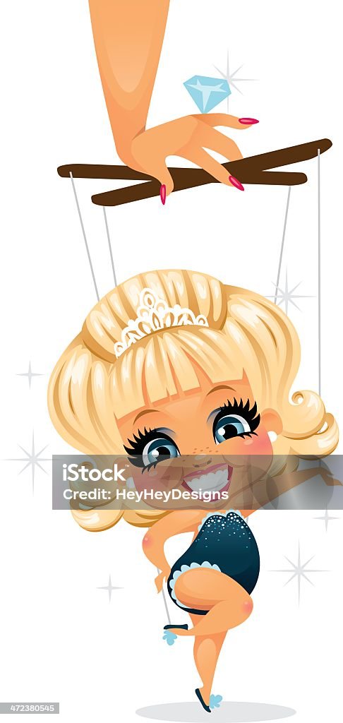 Pageant Girl A Pageant girl being controlled by her mom's hand like a puppet. The hand, sticks, and strings are on a separate layer and easily removed in Ai.  Artificial stock vector