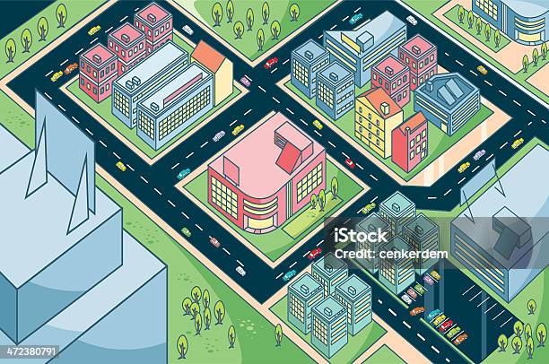 Entire City View Stock Illustration - Download Image Now - City, Isometric Projection, Street