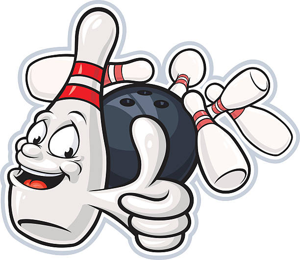 illustrazioni stock, clip art, cartoni animati e icone di tendenza di birillo da bowling mascotte - vector excitement white red