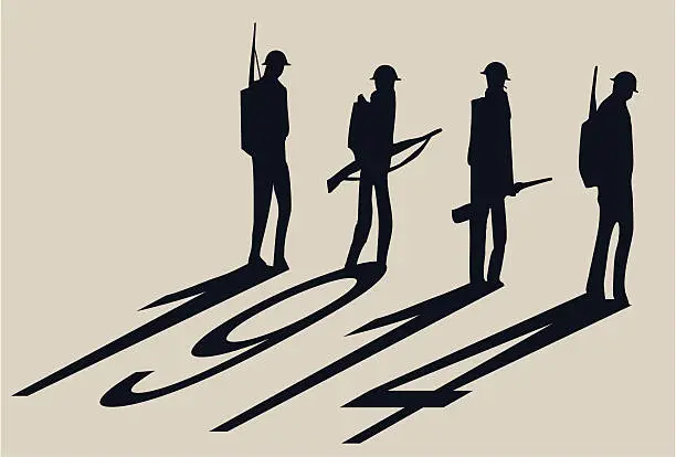 Vector illustration of WW1 Soldiers 1914