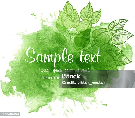 istock Vector watercolor spring illustration with leaf 472381303