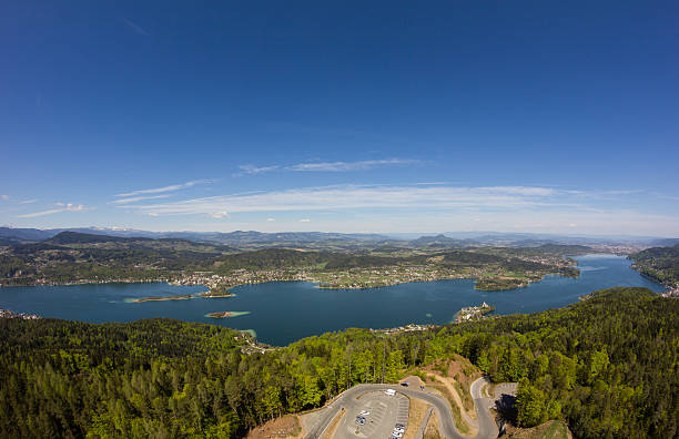 View From Observation Tower To Lake Woerth stock photo