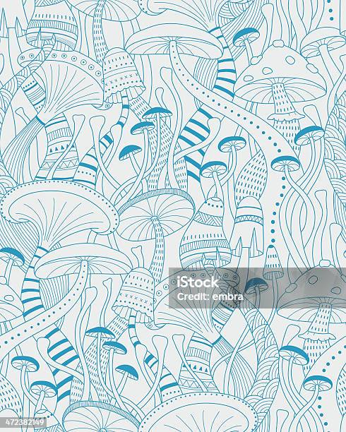 Mushrooms Seamless Pattern Stock Illustration - Download Image Now - Autumn, Backgrounds, Blue