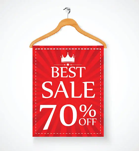 Vector illustration of Sale promotion with wire hanger and banner