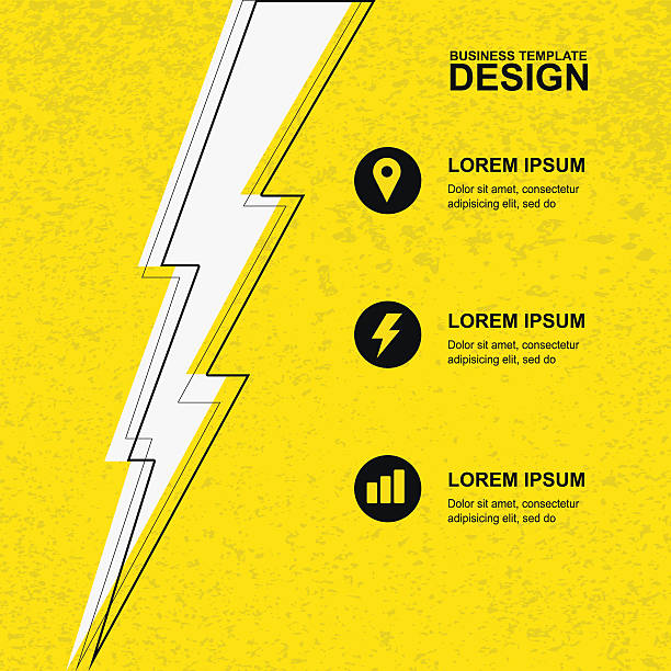 黄色のグランジテクスチャ背景に、ブラック、ホワイトの稲妻とアイコン。 - lightning thunderstorm flash storm点のイラスト素材／クリップアート素材／マンガ素材／アイコン素材
