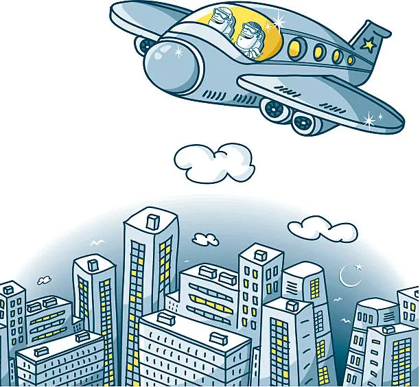 Vector illustration of vector plane and city