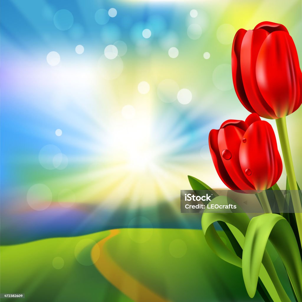 Fond de printemps - clipart vectoriel de Arbre en fleurs libre de droits