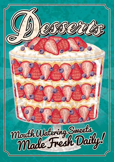 Vector illustration of Vintage Desserts Poster