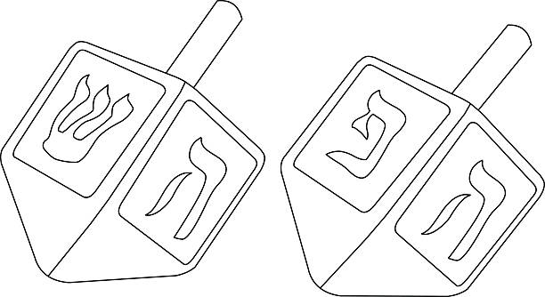 Hanukkah Dreidel Coloring Page vector art illustration