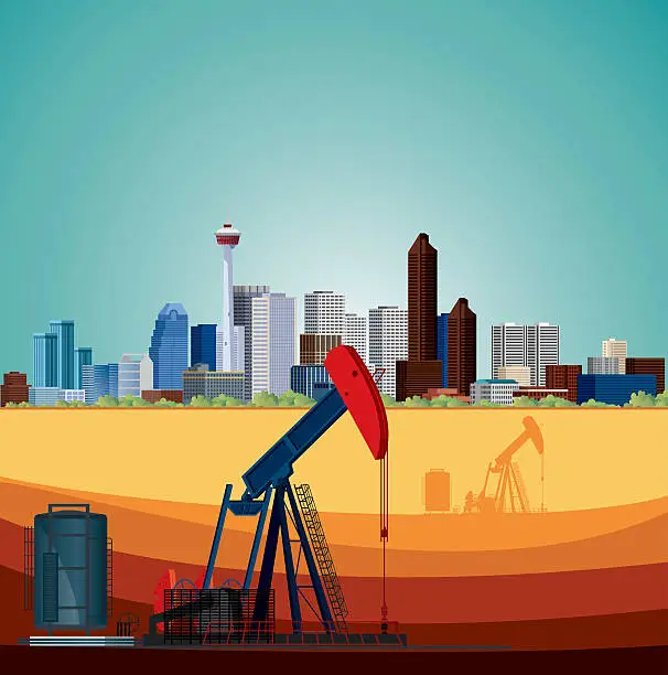 Vector illustration of Alberta, Oil Industry