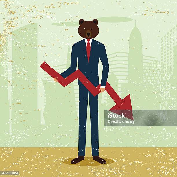 Bearish Market Downward Bear Business Trend City Share Trading Range Stock Illustration - Download Image Now