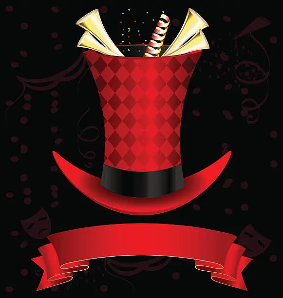 Vector illustration of top-hat and fanfare