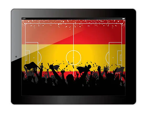 Vector illustration of Tablet with soccer theme Spain