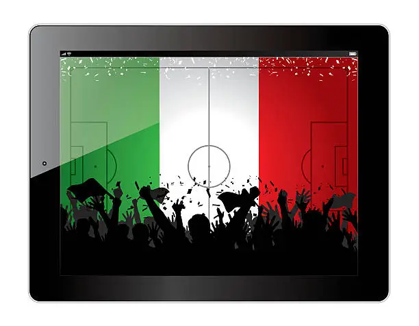 Vector illustration of Tablet with soccer theme Mexico