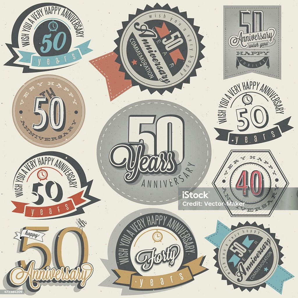 Vintage-Stil 50-jährigen Jubiläums-Kollektion - Lizenzfrei 50. Jahrestag Vektorgrafik