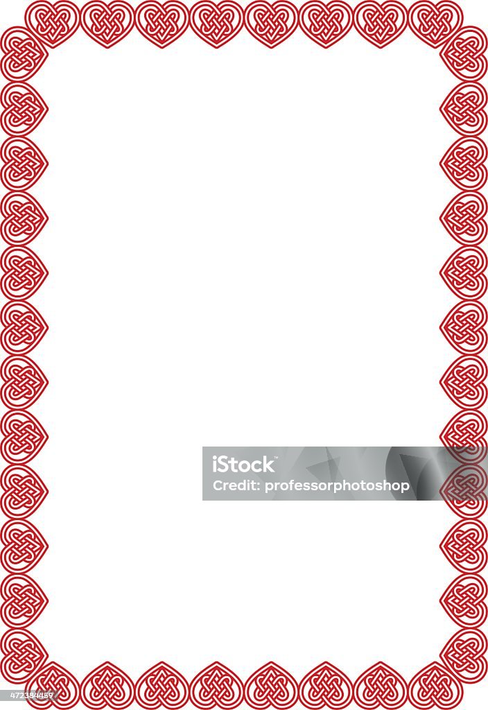 Celtic Hearts Border Intricate border of red Celtic knot hearts. Border - Frame stock vector