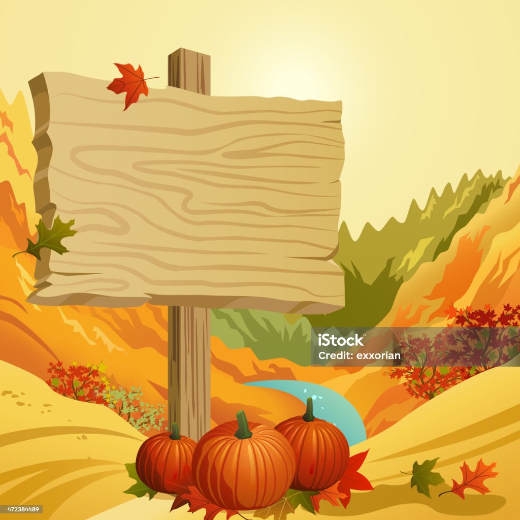 Autumn Signpost Autumn signpost. Pumpkin stock vector
