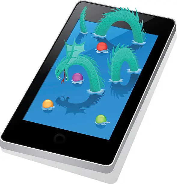 Vector illustration of sea ​​dragon mobile game