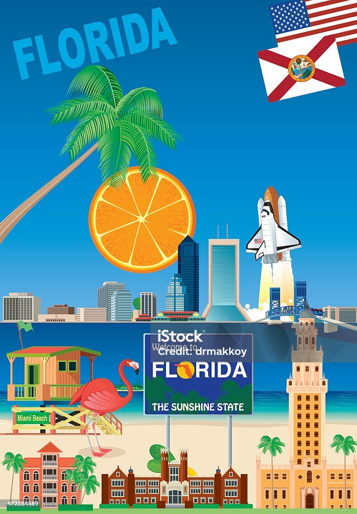 Póster de Florida - arte vectorial de Florida - Estados Unidos libre de derechos