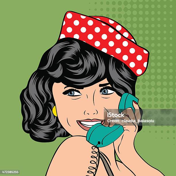 Woman Chatting On The Phone Pop Art Illustration Stock Illustration - Download Image Now - Adult, Adults Only, Advertisement