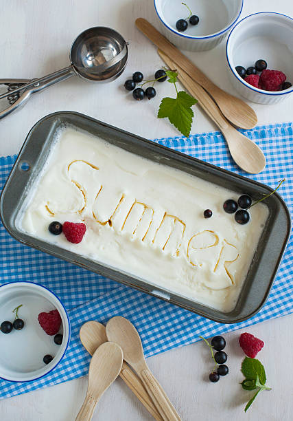 Vanilla ice cream with word "Summer"