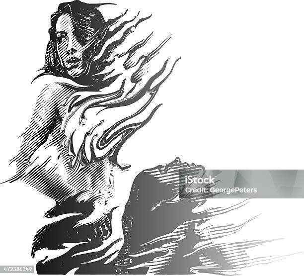 Women Blown Away Stock Illustration - Download Image Now - Fire - Natural Phenomenon, Naked, Surreal