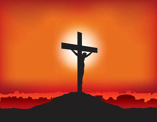 Vector illustration of Jesus crucified on the cross