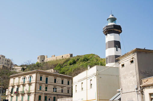 Lighthouse of  Ortona overlooked by Castello Aragonese