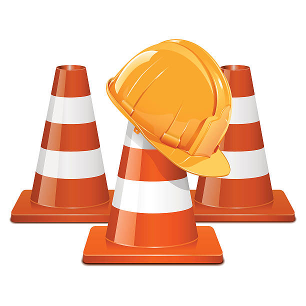 ilustrações de stock, clip art, desenhos animados e ícones de cones de vetor com capacete - construction industry business warning symbol