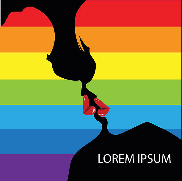 illustrazioni stock, clip art, cartoni animati e icone di tendenza di lesbiche baciare. - homosexual human lips lesbian rainbow