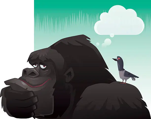 Vector illustration of gorilla thinking