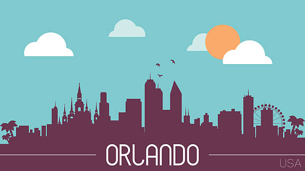 orlando usa skyline silhouette - florida 幅插畫檔、美工圖案、卡通及圖標