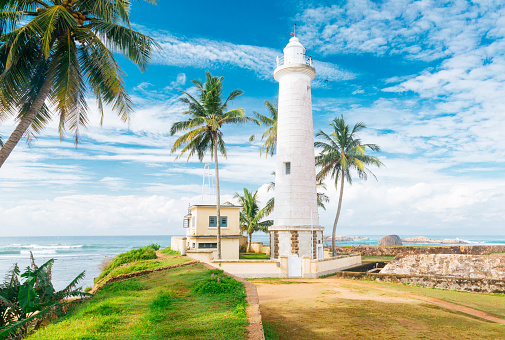 Galle Fort Lighthouse, Sri Lanka. Blue sky with clouds on the background. Shot with Canon 5D mk III