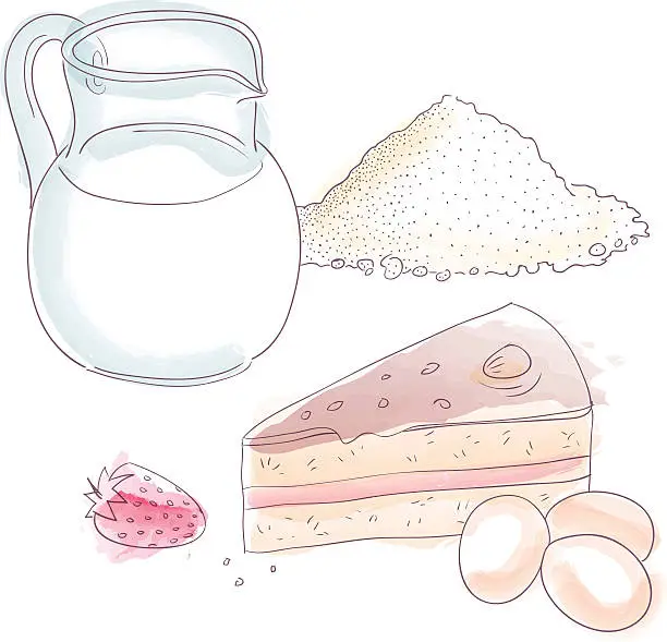 Vector illustration of Ingredients for cake bakery