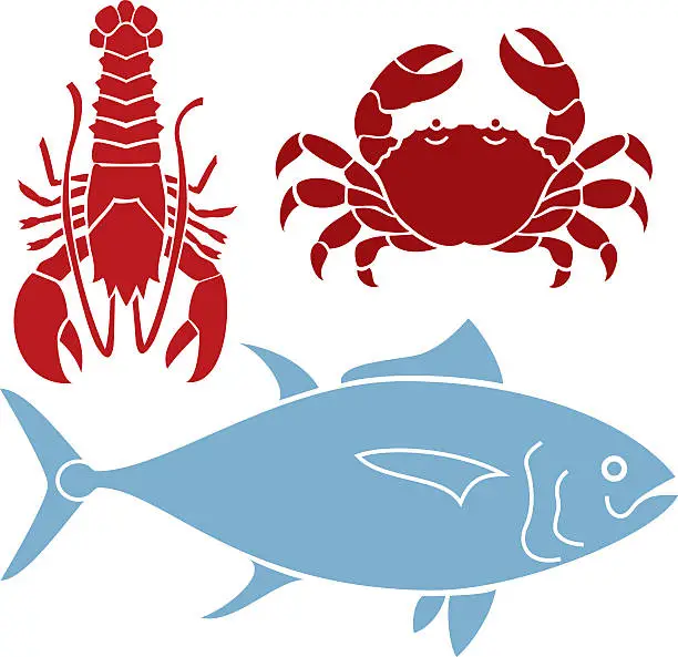 Vector illustration of Three Sea Creatures