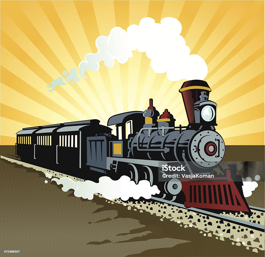 Antigo trem a vapor - Vetor de Trem royalty-free