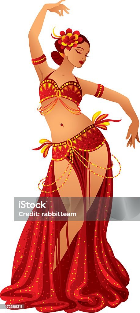 Belly dancer in red outfit in a pose Belly Dancer Belly Dancer stock vector