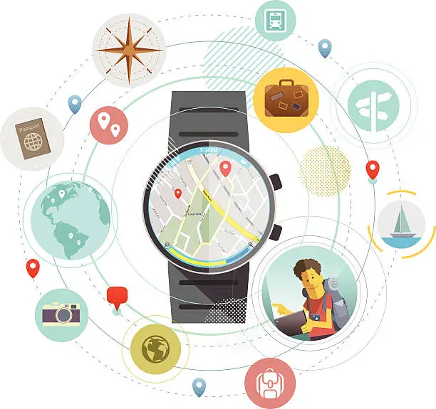 Vector illustration of Smartwatch for travel