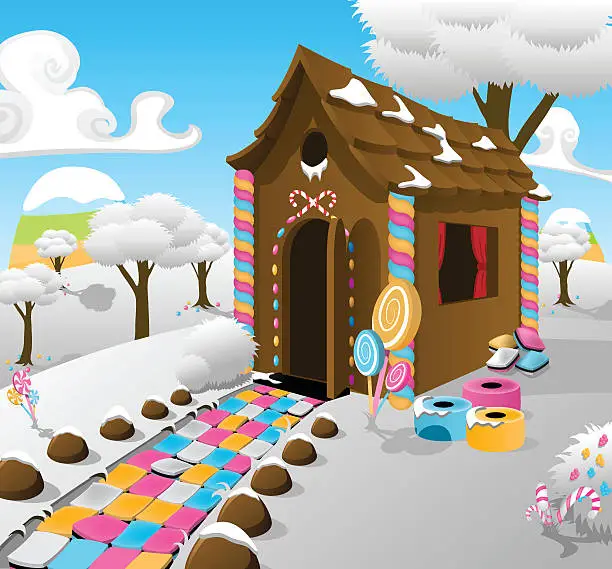 Vector illustration of Candy Cottage - Illustration