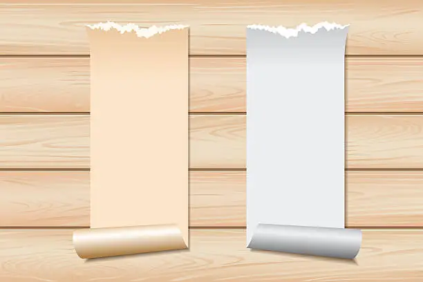 Vector illustration of Paper roll with wooden texture
