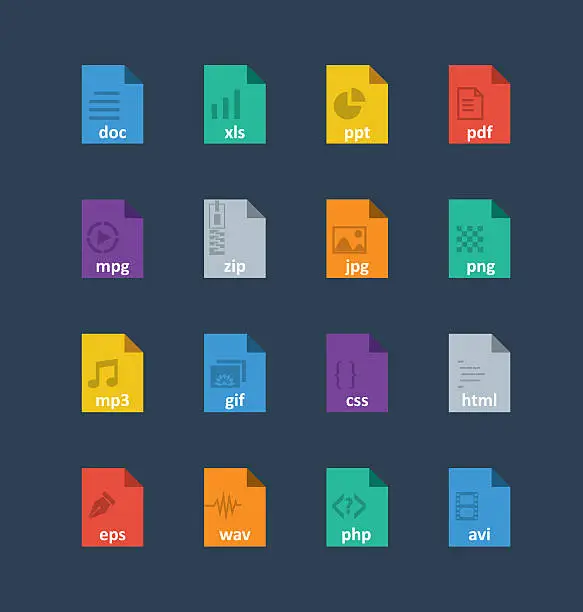 Vector illustration of Flat File Format Icons