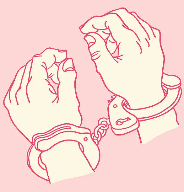 Vector illustration of Close up of Handcuffs