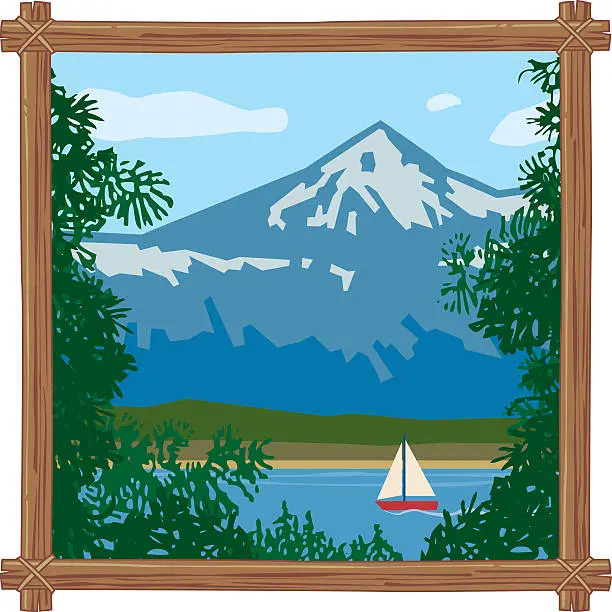 Vector illustration of Mountain in Frame