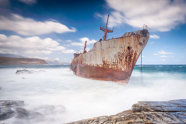 istock Abandoned shipwreck on Andros, Greece 472392418