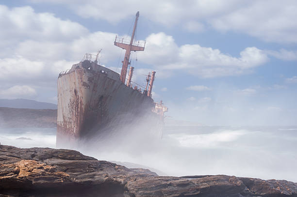 istock Abandoned shipwreck on Andros, Greece 472392496