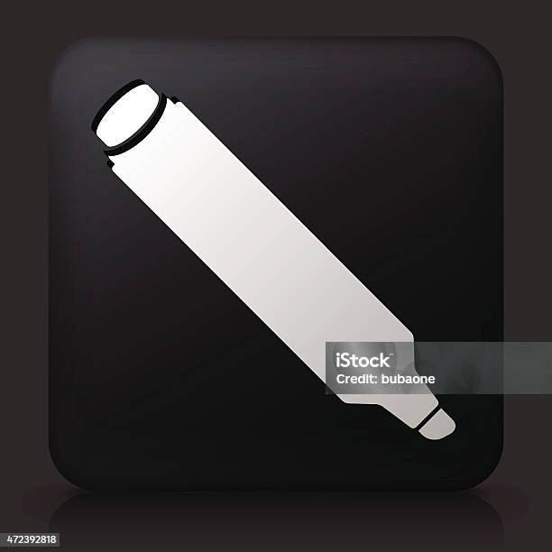 Black Square Button With Marker Icon Stock Illustration - Download Image Now - 2015, Black Background, Felt Tip Pen