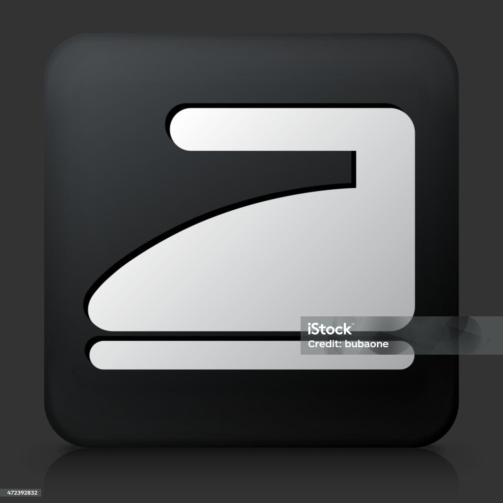 Black Square Button with Iron Icon Royalty free vector icon. The white interface icon is on a simple black Background. Button has a bevel effect and a light shadow. 100% royalty free vector file and can be easily modified, icon download comes with vector graphic and jpg file.Black Square Button with Iron Icon 2015 stock vector