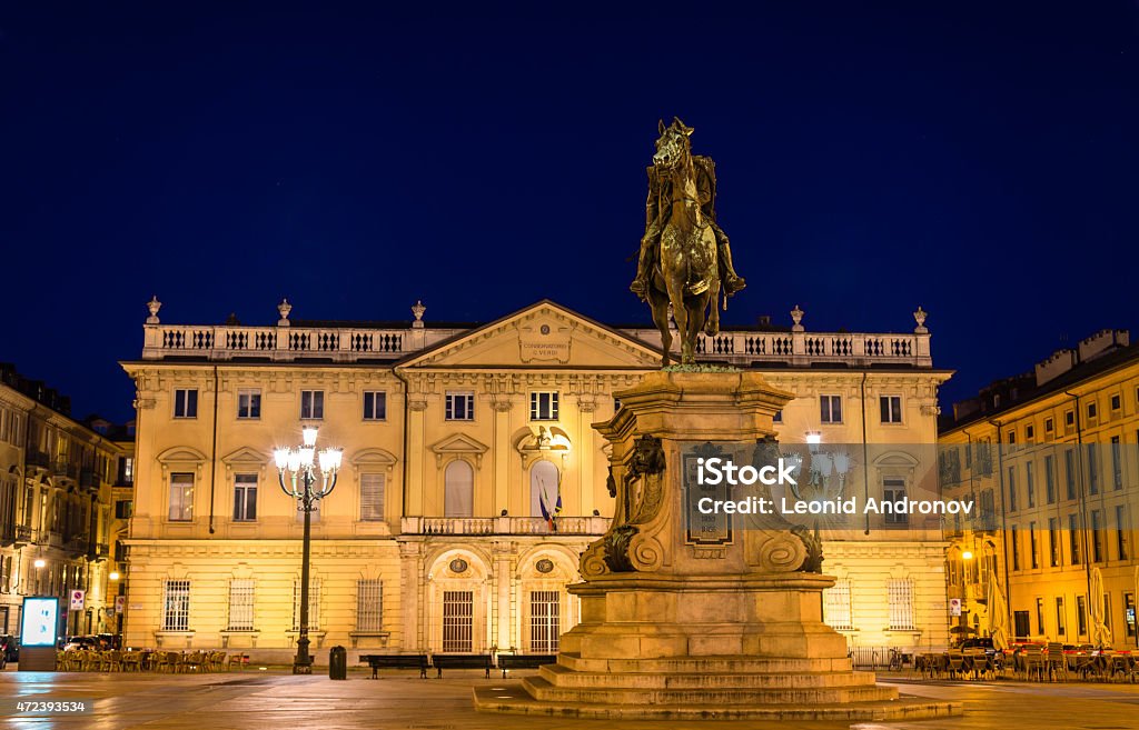 Statue and Conservatory on Bodoni square in Turin - Italy Bronze - Alloy Stock Photo