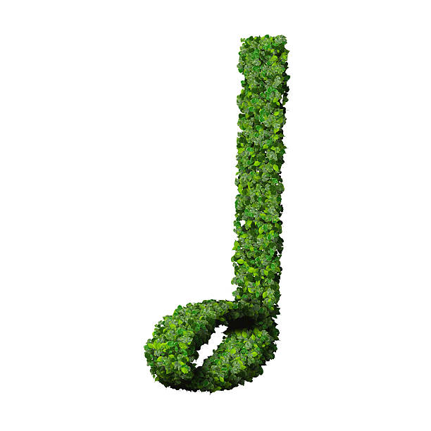 Musical note minim symbol made from green leaves stock photo